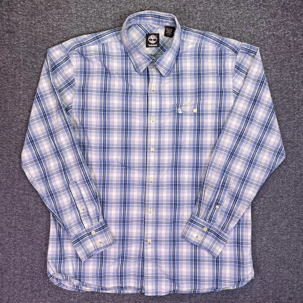 Timberland Shirt Mens L Plaid Hiking Casual Rugged Cotton Long Sleeve Outdoors